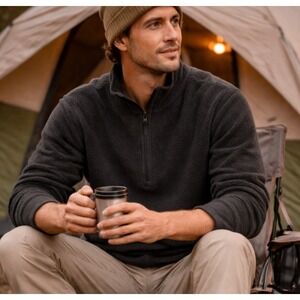 Free Fly Mens Minimalist Bamboo Sherpa Fleece Quarter Zip Sz Large Cozy Gorpcore